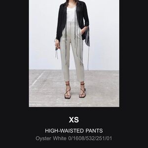 Zara Oyster White High-Waisted Cropped Trousers